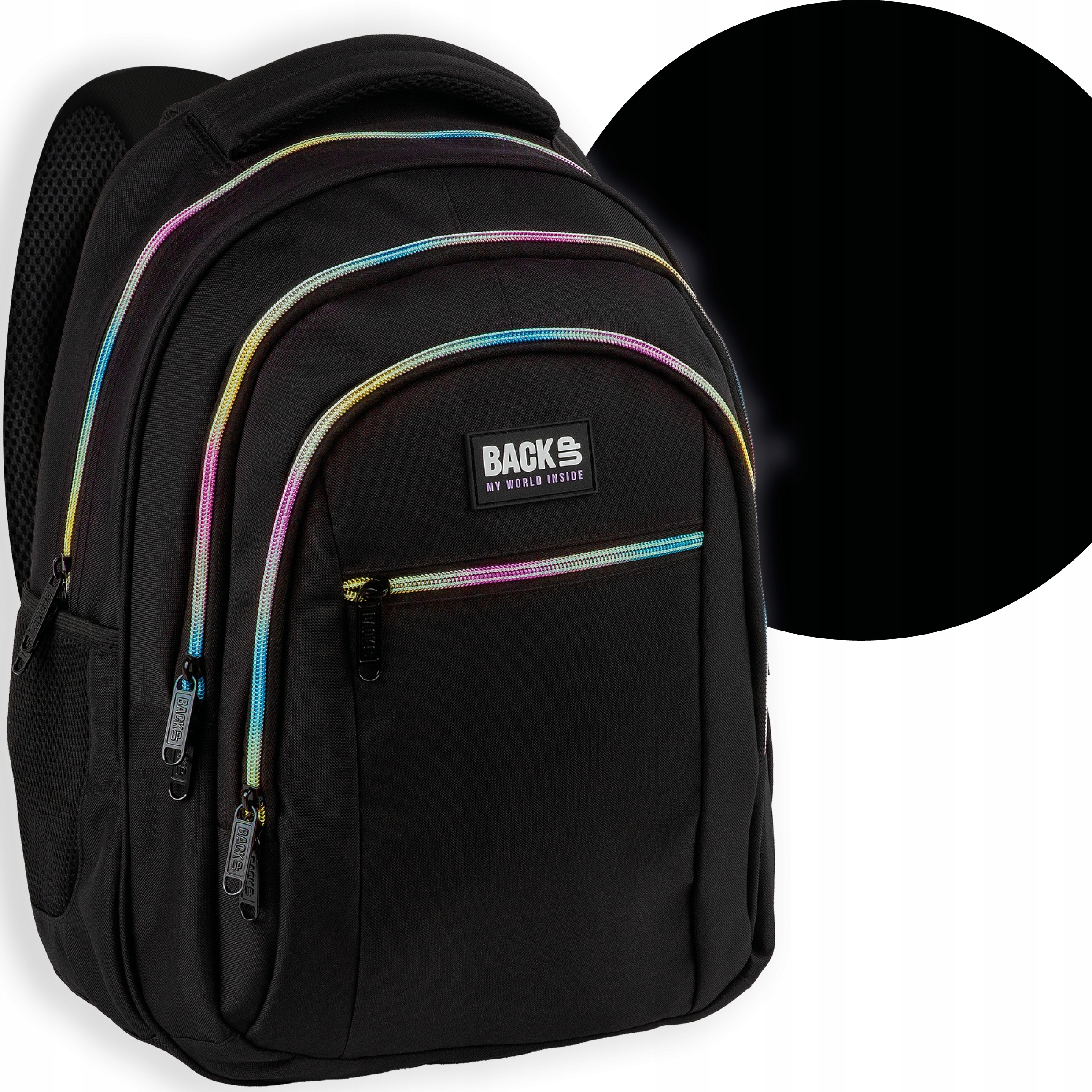 BackUP Black školský batoh pre chlapcov 3 priehradky s organizérom a priestorom na notebook