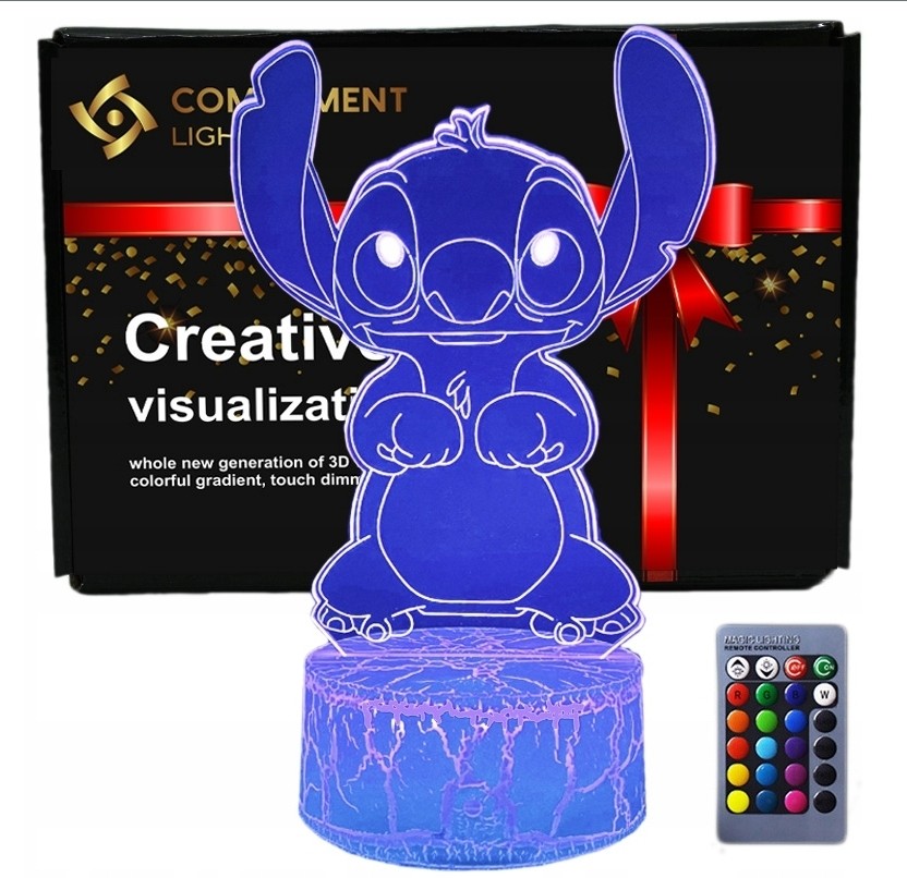 3D nočné svetlo led usb + diaľkové ovládanie na darček Lilo a Stitch