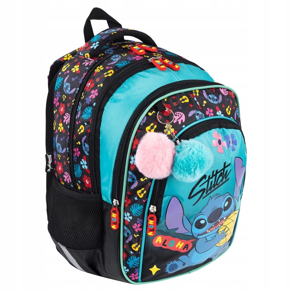 Školský batoh St.Right BPL58 STITCH BLACK ALOHA MINT s 4 komorami