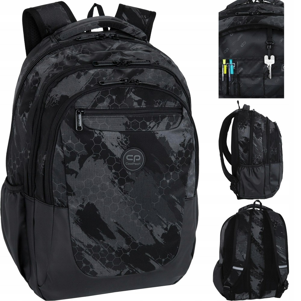 Školský batoh COOLPACK SOUL pre mladých - sivý 3D dizajn