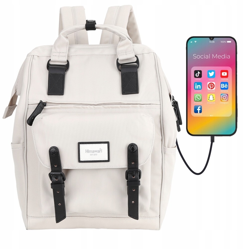 Elegantný dámsky batoh Himawari pre školu a cestovanie s USB a oddelením na laptop