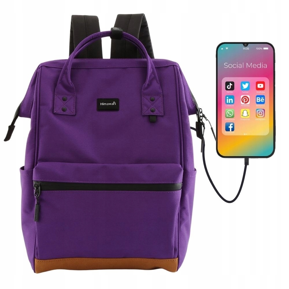 Mestský dámsky školský batoh Himawari® s USB portom a veľkou kapacitou A4