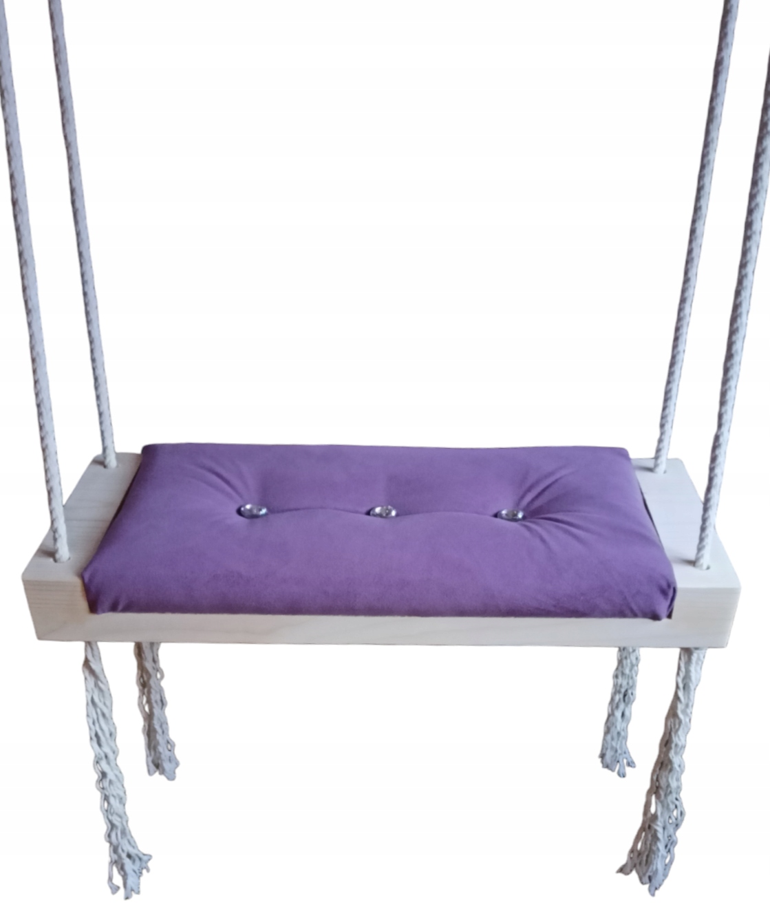 Čalúnená hojdačka PURPLE VELVET detská záhradná doska 50 cm
