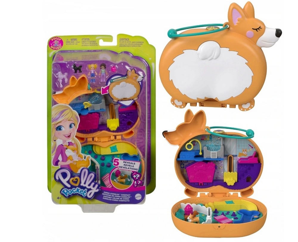 Polly Pocket Rozkladacia kompaktná mini súprava Roztomilý Corgi GTN13