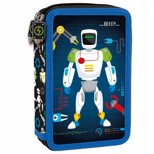 Puzdro na ceruzky s príslušenstvom, dvojkomorový ROBOTY (PWDRO11)
