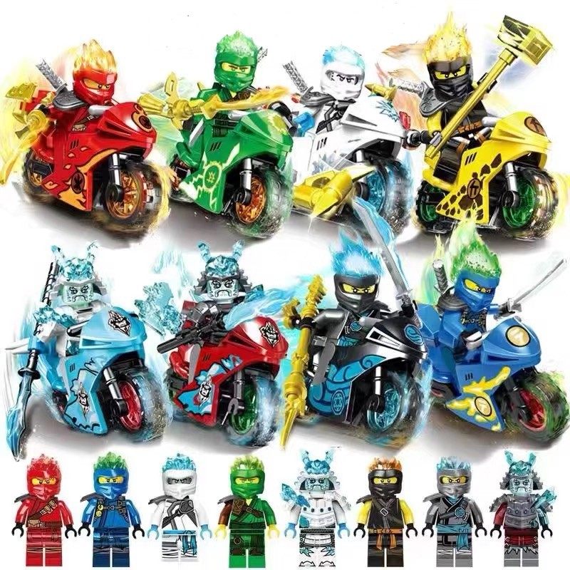 Motocykel Phantom Ninja 8 so zbraňami Puzzle Bloky DIY Figures