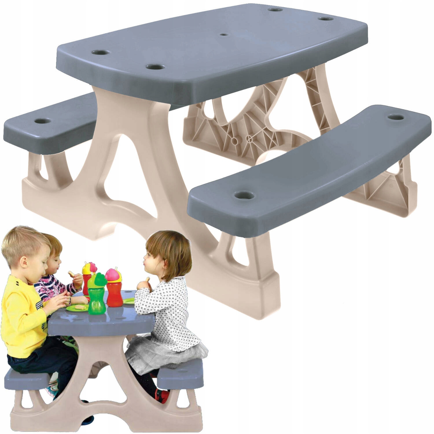 Detský stôl s lavicou Mochtoys 12 m +