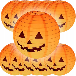10x LED PAPIEROVÁ LAMPIÓNA TEKVICA HALLOWEEN SVIETIACA DEKORÁCIA 25 CM SET