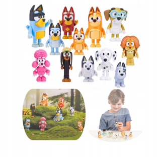 12x BLUEY BINGO figúrky Psy Rodina Priatelia, Hračky Bing, Z POĽSKA