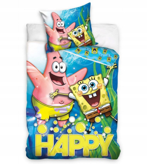 Spongebob - 135x200 Posteľná bielizeň Sponge Bob Happy 100% bavlna
