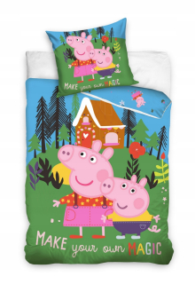 Pepa Pig - 140 × 200 posteľná bielizeň Peppa George Bike