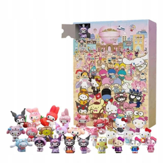 Adventný kalendar s hello kitty kuracími figurkami darček odpočítanie 24 dní