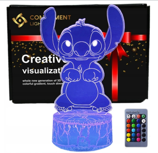 3D nočné svetlo led usb + diaľkové ovládanie na darček Lilo a Stitch