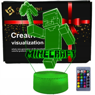 3D nočné svetlo led usb + diaľkové ovládanie pre darček Minecraft Game