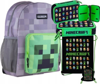 MINECRAFT - 3In1 Školský batoh Creeper Minecraft Sack Pencil Case