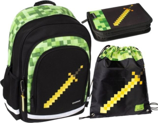 Školský batoh, taška - 3in1 Školský batoh hra Sword Pixel Pension Case Bag