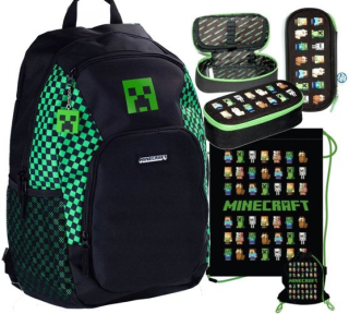 3V1 školský ruckáv minecraft peniazeľ taška creeper