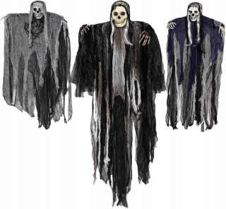 3x ZÁVESNÁ KOSTRA HALLOWEENSKÉ DEKORÁCIE 135cm 2x 80cm ZÁvesné OZDOBY