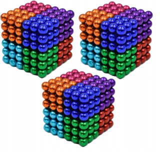 3x magnetické guličky NeoCube bloky 5mm farbené
