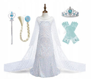 Elsa Frozen - 5CZ DRESS + ELSA PRÍSLUŠENSTVO 146 cm mrazené 2