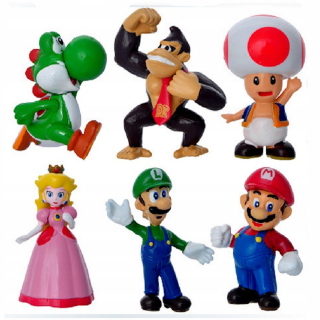 Super Mario - 6 ks Super Mario Luigi Yoshi Peach Figurine Figurine