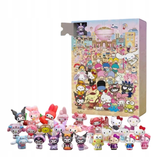 Adventný kalendar s hello kitty kuracími figurkami darček odpočítanie 24 dní
