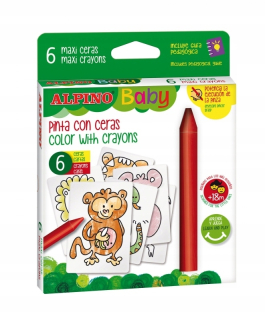 Alpino Baby Wax Crayons Thick 6 K + Jungle Cards