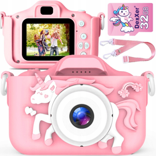 Detský fotoaparát - DIGITAL KAMERA PRE DETI UNICORN+32GB KARTA