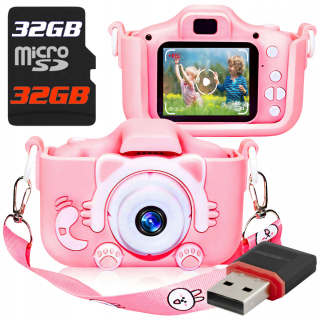 Detský fotoaparát - Fotoaparát pre deti digitálna HD fotoaparát + 32 GB karta