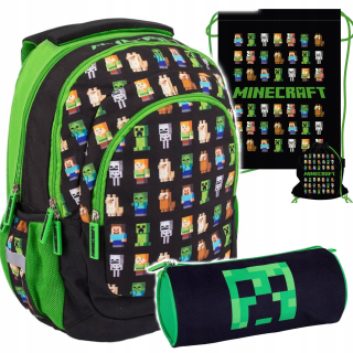 Školská taška - batoh, set, zostava - ASTRA SET BACKPACK ŠKOLA MINECRAFT PACK CASE SACK