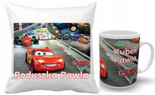 McQueen - Autá Cars Set vankúš + hrnček + názov veľa dizajnov