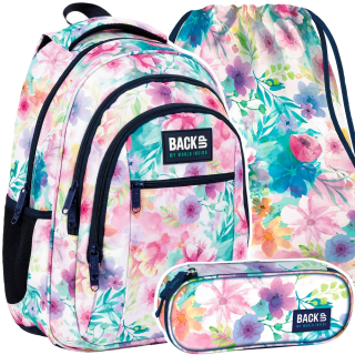 Školská taška - batoh, set, zostava - SADA KVETOV BACKPACK DIEVČATÁ ŠKOLY BACKPACK