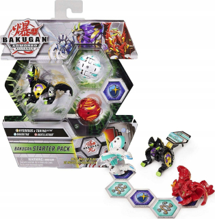 Bakugan Starter Hydorous Trhyno Ultra, Barbetra, Auxillataur + karty