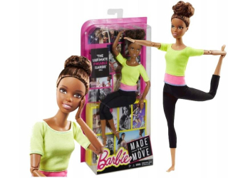 Barbie bábika - Barbie Fitness Doll Mulatka, ktorá sa pohybovala