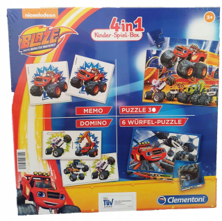 Blaze a Monster autá - Blaze Clementoni 4 v 1 Puzzle Domino Memo
