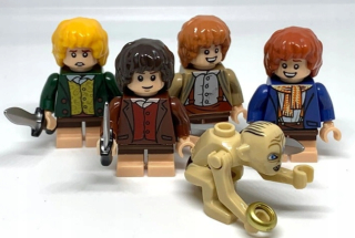 Bloky súprava 5 hobitov fórkov frodo sam veselý pippin gollum smeagol