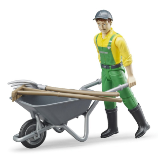 BRUDER figúrka robotníka s príslušenstvom.