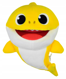 Baby Shark Mascot, Pacinka s piesňou, žltý 30cm