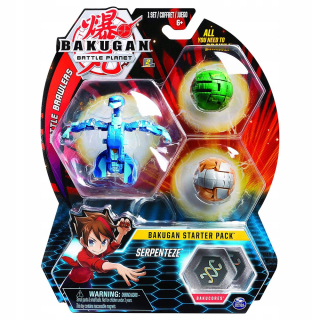 Bakugan 6054965 Starter 3-Pack, Serpenteze, Akčné zberateľské figúrky, pre vekové kategórie 6 a UP