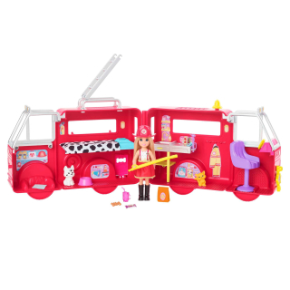 Barbie bábika - Barbie Chelsea Fire Truck Set + Doll HCK73