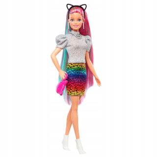 Barbie bábika - Barbie bábika farebný účes Leopard Popterka grn81