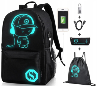 Aktovka školská taška - Safe Luminous Backpack USB školská taška