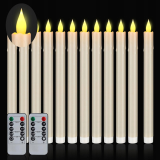 Bezplameňové kužeľové sviečky 12 ks 10,6” Warm Lighting - slonová kosť