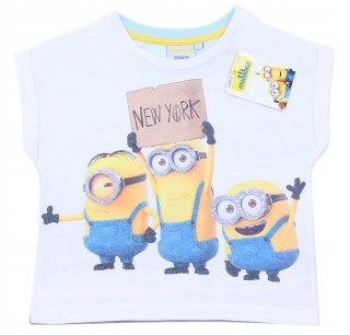 Mimoni  - Biele, krátke tričko / Top Minionka Primark 8-9