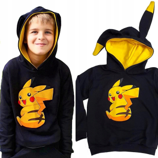Pokémoni - Detská mikina Black Pokemon Pikachu Kaptur 140