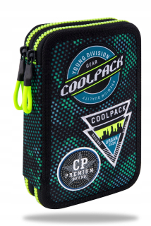 Peračník - Coolpack jumper 2 puzdro na ceruzku s vybaveným. Zelené odznaky