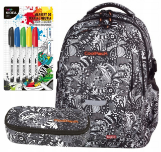 Školská taška - batoh, set, zostava - COOLPACK BACKPACK PACKIL CASE SUPE SET + MARKERS