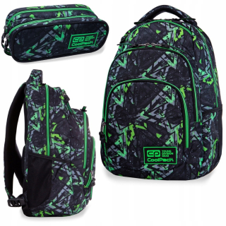 Školská taška - batoh, set, zostava - COOLPACK SET Zelený batoh Vance Puzdro Clever