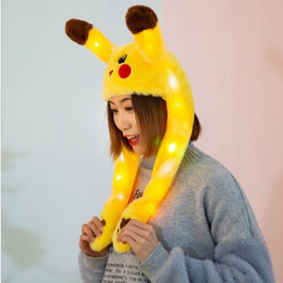LED Pikachu čiapky, žiariace, pohybujúce sa uši