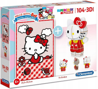 HELLO KITTY Clementoni Puzzle s 3D Ahoj Kitty Junior Model